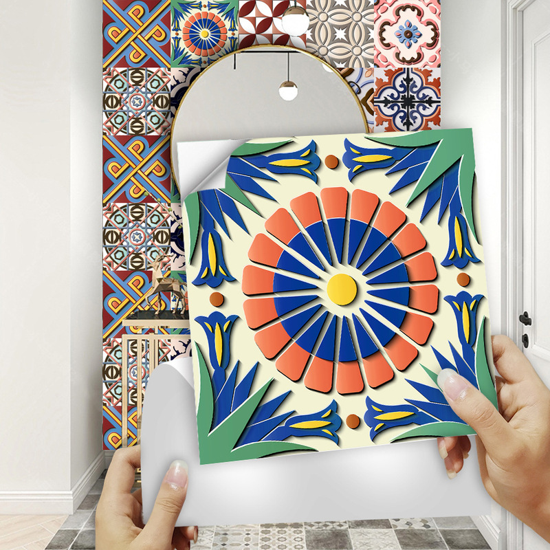 Cross-border source 3D effect pattern tile stickers bathroom bathtub sink refurbished decorative wall stickers removable