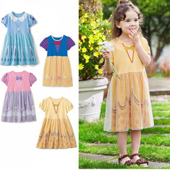 出口日本童裝夏季女寶純棉紗網卡通動漫公主裙連衣裙女童淑女裙