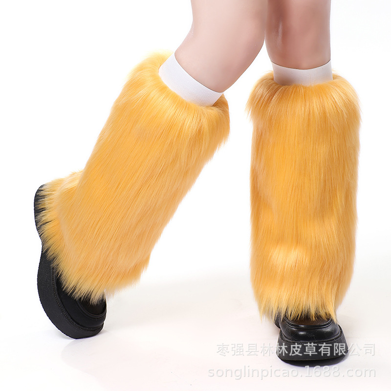 Otoño e Invierno exportación europea y americana original única imitación de piel de zorro cubierta de la pierna cubierta del zapato de la rodilla de las mujeres largo grueso caliente