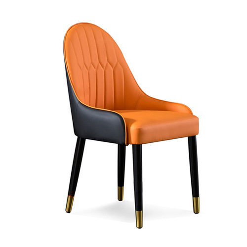 Nordic Solid Wood Dining Chair Italian Luxury Home Soft Cover Chair Hotel Restaurant Booth Backrest Bench Negotiation Commercial Chair 