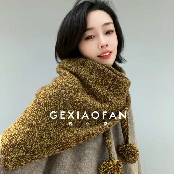 French Retro Autumn and Winter 100% Wool Warm Triangle Scarf Mixed Color Design Scarf Shawl Women's Atmospheric Scarf