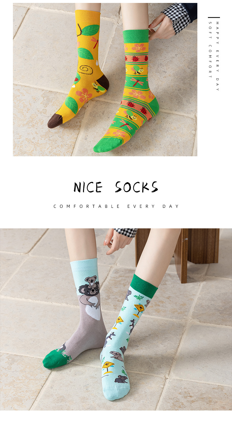 780g Weight Sock Classification 1 Set Quantity Daily Occasion Sweatproof Function Cartoon Pattern All Seasons Season Unisex Gender Cotton Fabric Fashion Style Unisex Fashion Cartoon Cotton Crew Socks 1 Set 11