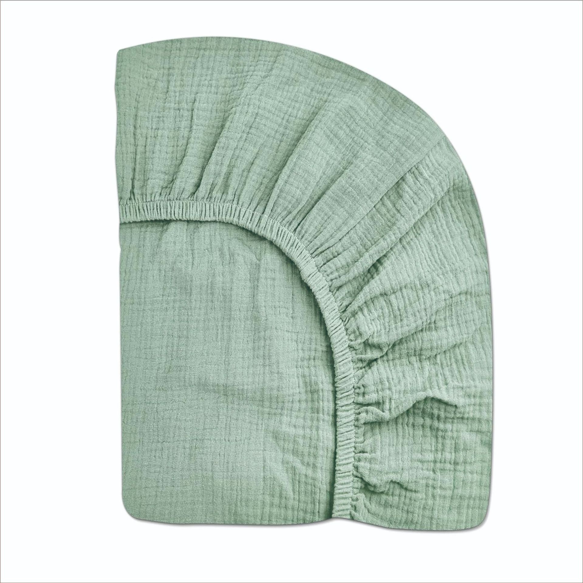 Cross-Border Amazon Cotton Gauze Fitted Bed Sheets Baby Crepe Plain Fitted Bed Sheets 2-Layer Cotton Gauze Breathable Bed Sheets