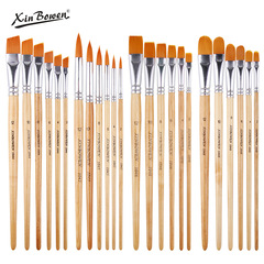6 wooden rod nylon brush set acrylic paint brush beginner watercolor color graffiti painting pen
