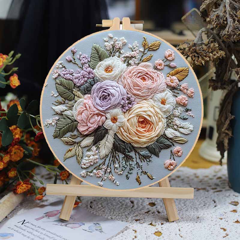 Flor de mano original bordada a mano transfronteriza DIY material paquete europeo DIY fresco decoración del hogar