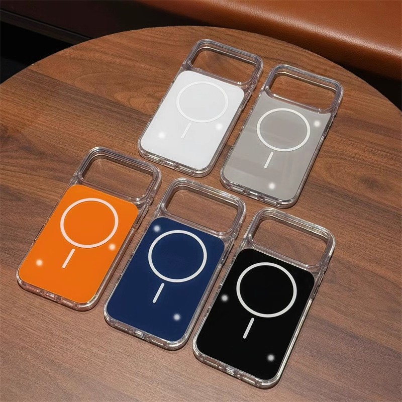 Aplicable para 17PRO caso de teléfono celular absorción magnética iPhone16 acrílico anti-caída de goma dura manzana magsafe funda