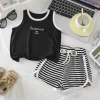 BX-black bottom smile striped pants vest suit