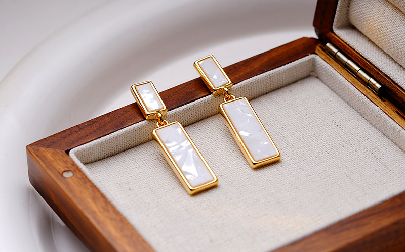 Fashion Rectangle Copper Plating Drop Earrings 1 Pair