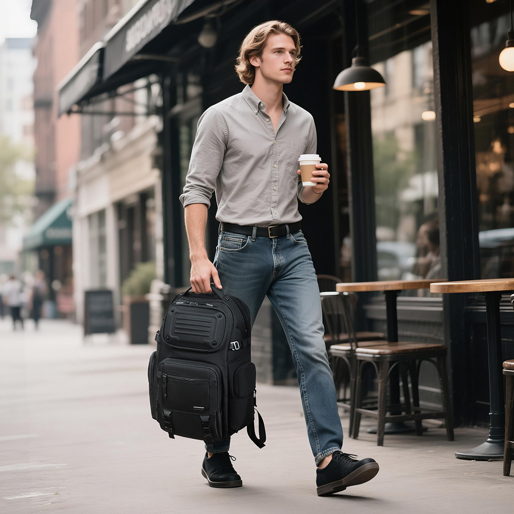 Ozuko Men's Backpack Waterproof Large Capacity Business Laptop Bag_voghion.com