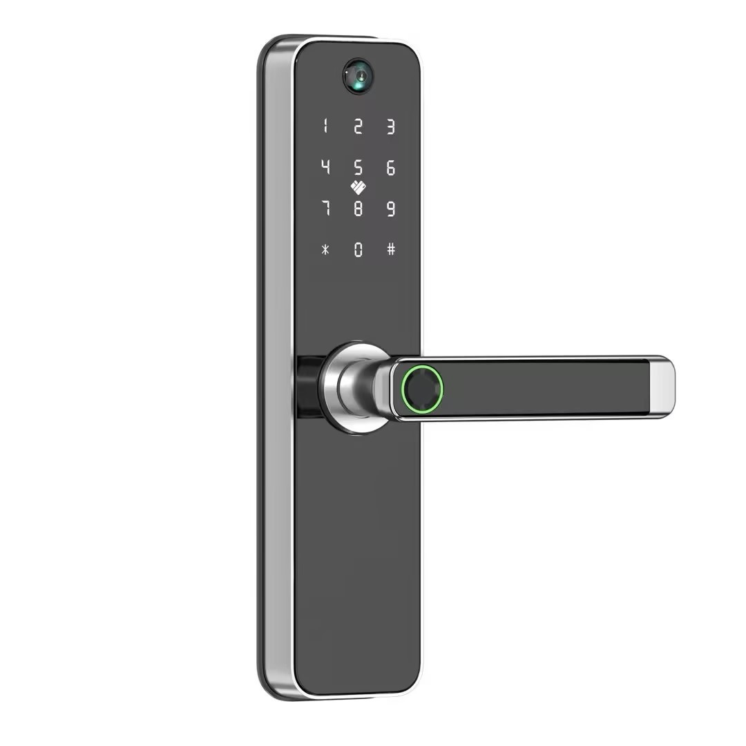 半自动防盗门锁 远程开锁 涂鸦可视猫眼智能锁 指纹密码锁