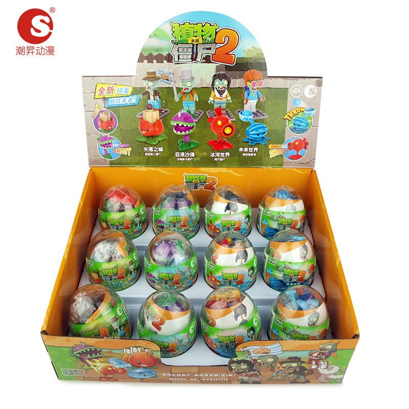 Constructor toy Lego-style Plants vs. Zombies capsule set, blind box figures, 4 variants (8×6)
