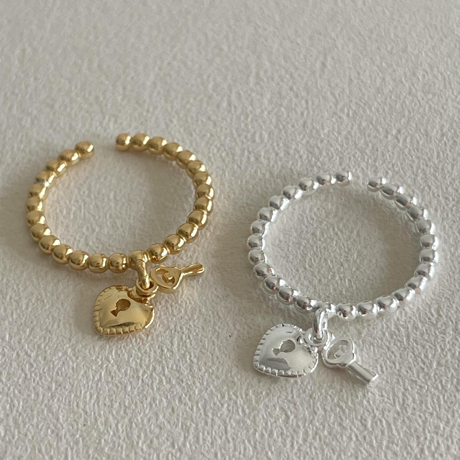 1g Weight 18K Gold Plated Plating Material Charm Rings, Open Rings Classification Adjustable Ring Size 1 Piece Quantity Daily Occasion 925 Sterling Silver Material Heart Shape, Key, Lock Pattern All Seasons Season Women's Gender Simple Style Style 18K Gold Plated 925 Sterling Silver Heart Shape Key Lock Charm Rings Open Rings 925 Sterling Silver Rings 8