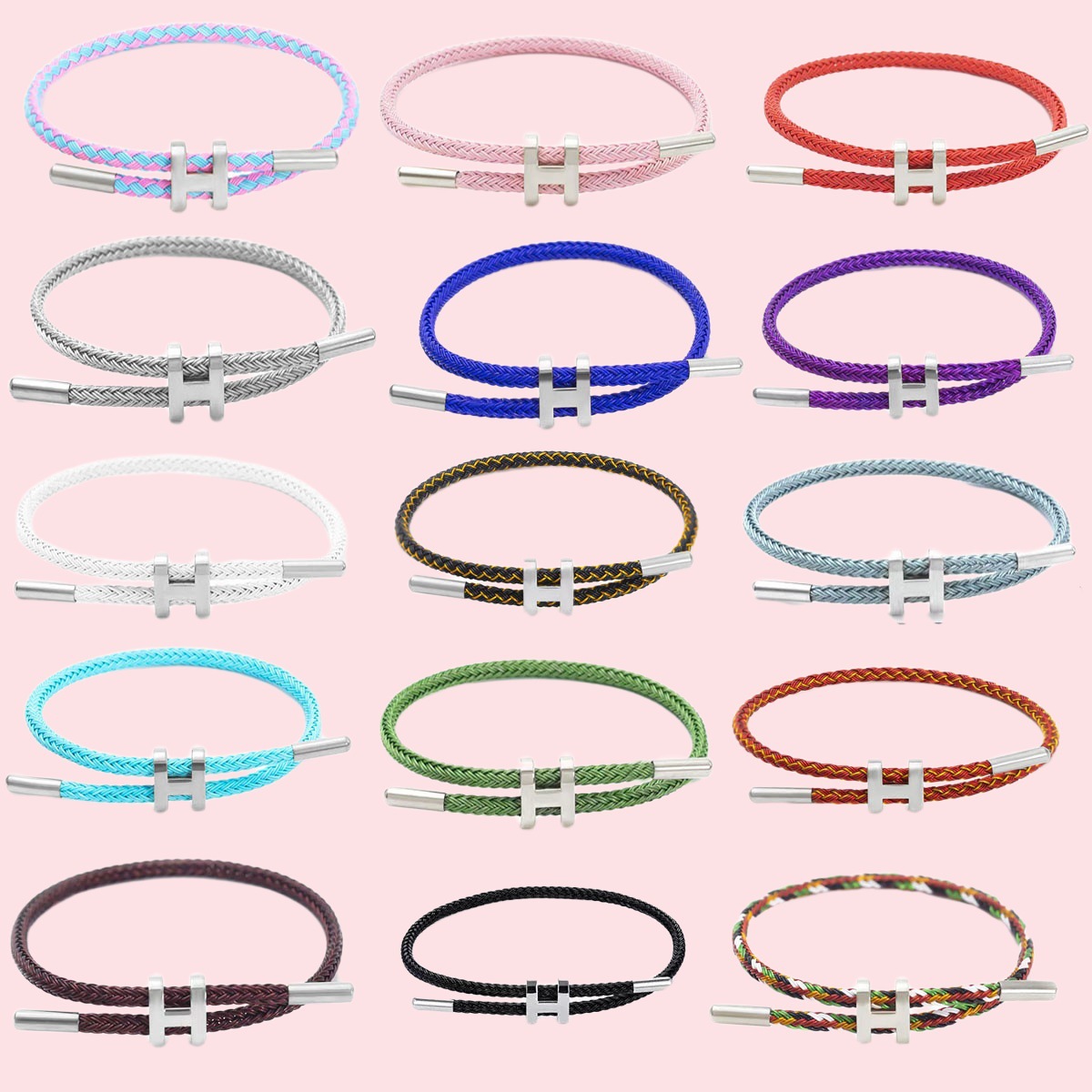 New Stainless Steel I-Shaped Buckle Wire Rope Bracelet, Adjustable Steel-Colored Rope Bracelet, Titanium Steel Waterproof Bracelet in Stock