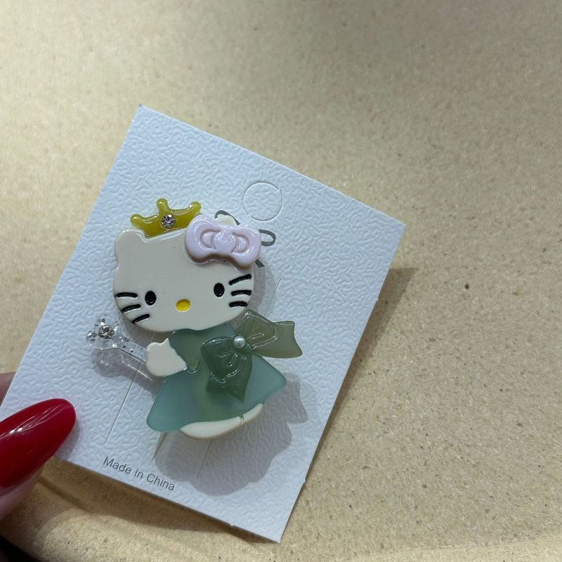 新しいオリジナルデザインのキティ猫プリンセス魔法の杖かわいい絶妙なサイドクリップ酢酸ドットドリル女の子のヘアピン|undefined