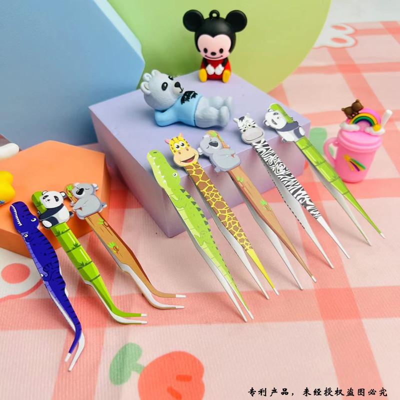 新品促销镊子 钝头不锈钢卡通创意手账diy夹咕卡珠链配套素材批发