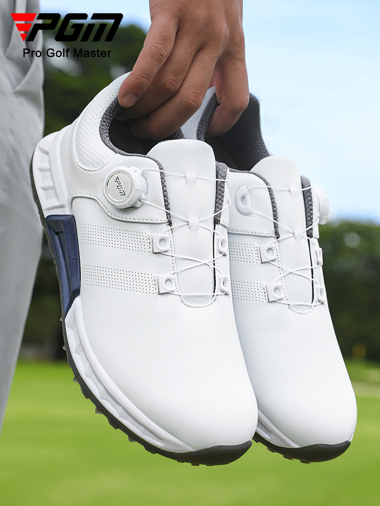 Giày golf nam PGM đế đàn hồi, chống nước, đinh dẻo chống trượt — Lanfeng White [Đệm và đàn hồi/gai chống trượt được cấp bằng sáng chế/phần trên chống thấm nước] XZ445