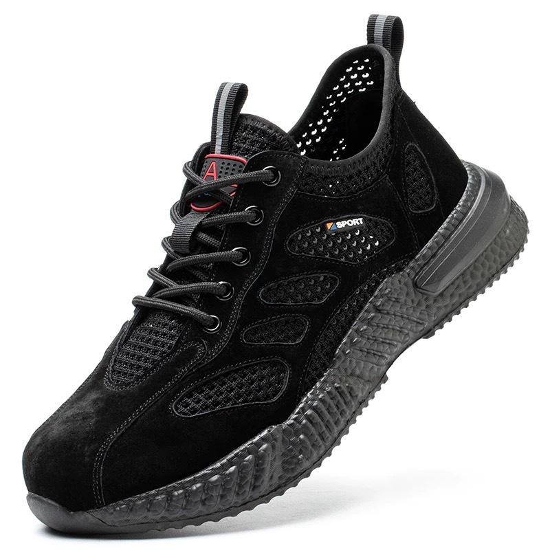 Zapatos de seguro laboral zapatos de hombre verano nuevos zapatos de malla hueca transpirables zapatos deportivos de suela blanda antideslizantes para hombre zapatos casuales de papá