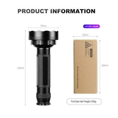Cross-Border Uv Purple Light Flashlight UV fənərlər - tl-uv100c-boxbattery-holder2tail-rope