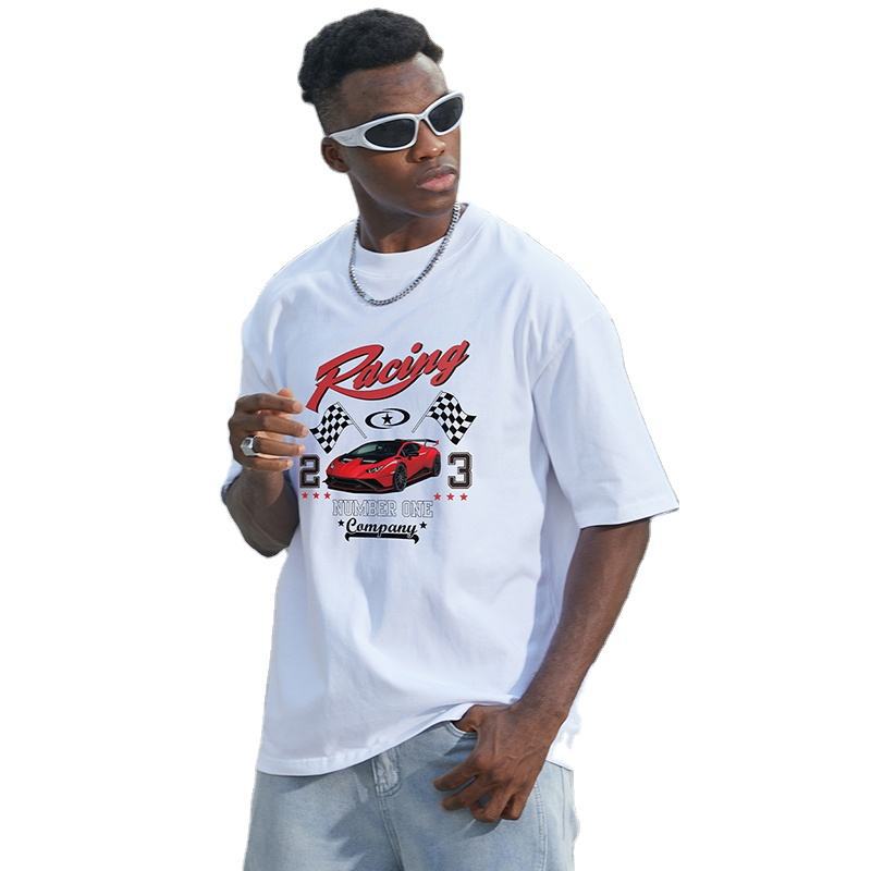 Casual de verano de moda de alta calidad camiseta callejera de hombre camiseta de algodón de color sólido marca de moda europea y americana suelta algodón de manga corta