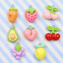 新款树脂亮面小清新食玩水果钥匙扣挂件diy饰品配件批发材料