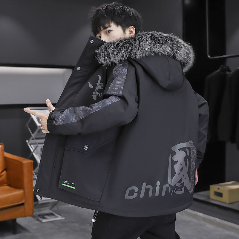 秋冬季外套男新款加绒加厚棉服宽松青少年学生帅气工装派克服|ms