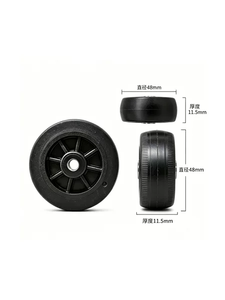 48mm luggage universal wheels, 11.5mm thick PP+TPE silent casters, universal luggage replacement parts