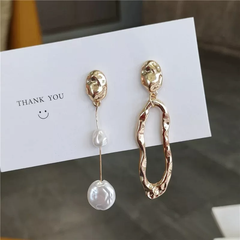 Серебряная игла, асимметричные модные серьги из жемчуга, серебро 925 образец