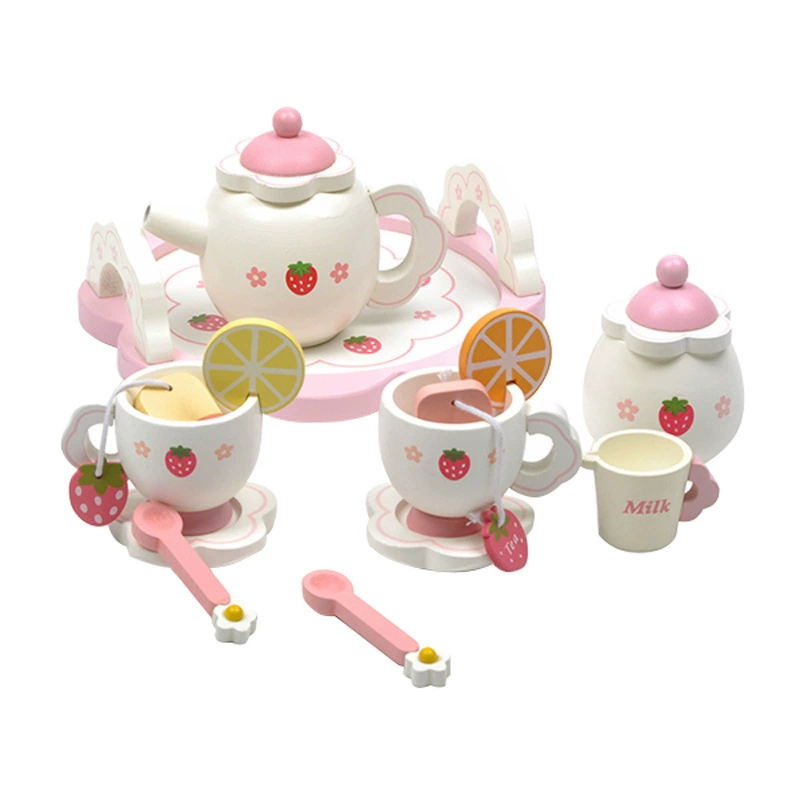 Children's realistic teapot, afternoon tea, tea cup, tea set, family wooden toy for boys