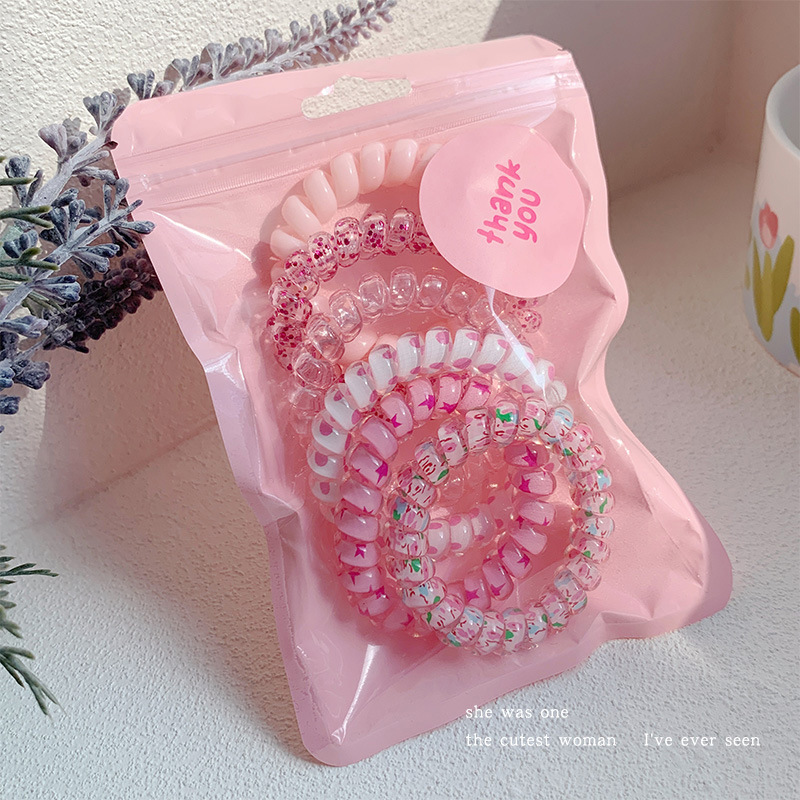 Verano nuevo cable telefónico de color gradiente cuerda de cabello de niñas cuerda de cabello de alta elasticidad anillo de cabello banda de goma tocado