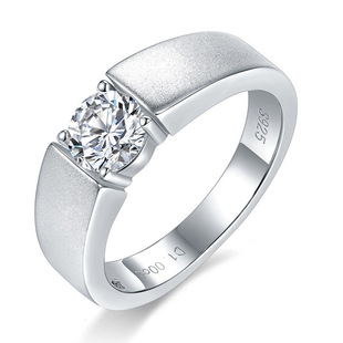 Moissanite men's ring round 1 karat S925 silver moissanite ring wholesale direct selling moissanite diamond ring