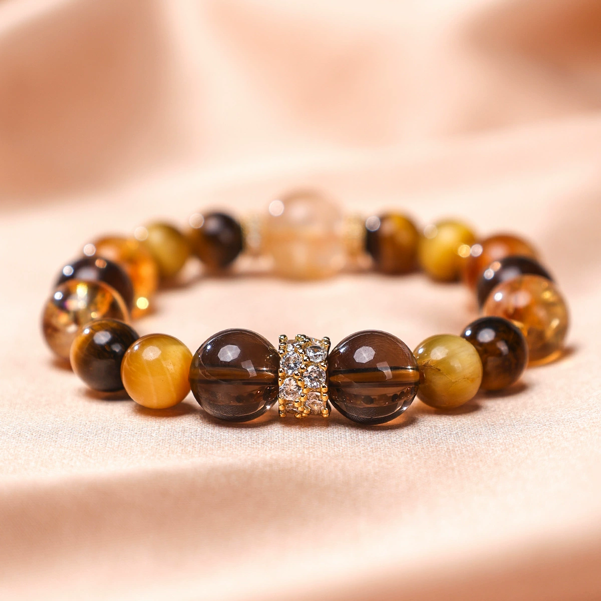 Complex organic crystal bracelet, one bead bracelet, for luck