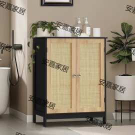 门口三层鞋柜板式家具家具批发工厂跨境防尘藤编境外家用储物柜板