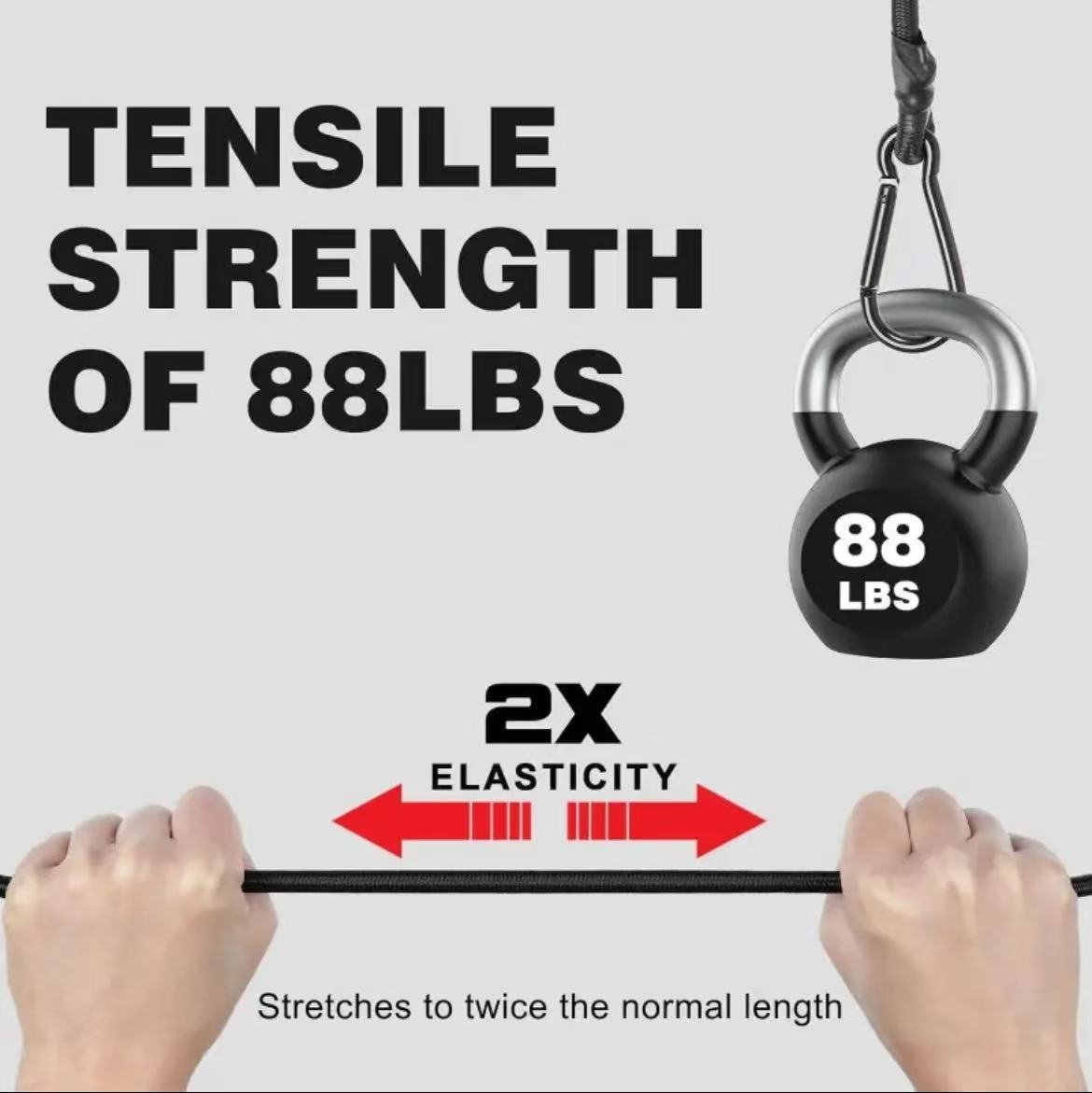 Adjustable Outdoor Carabiner Elastic Rope Camping Style Car Camping Style Clothesline Luggage Binding Rope Packing Belt Elastic Rope