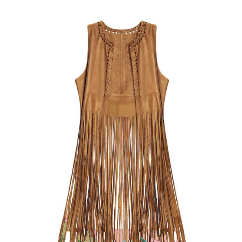 2025新品欧美春夏时尚薄款流苏马夹女欧洲站麂皮绒可定制短款