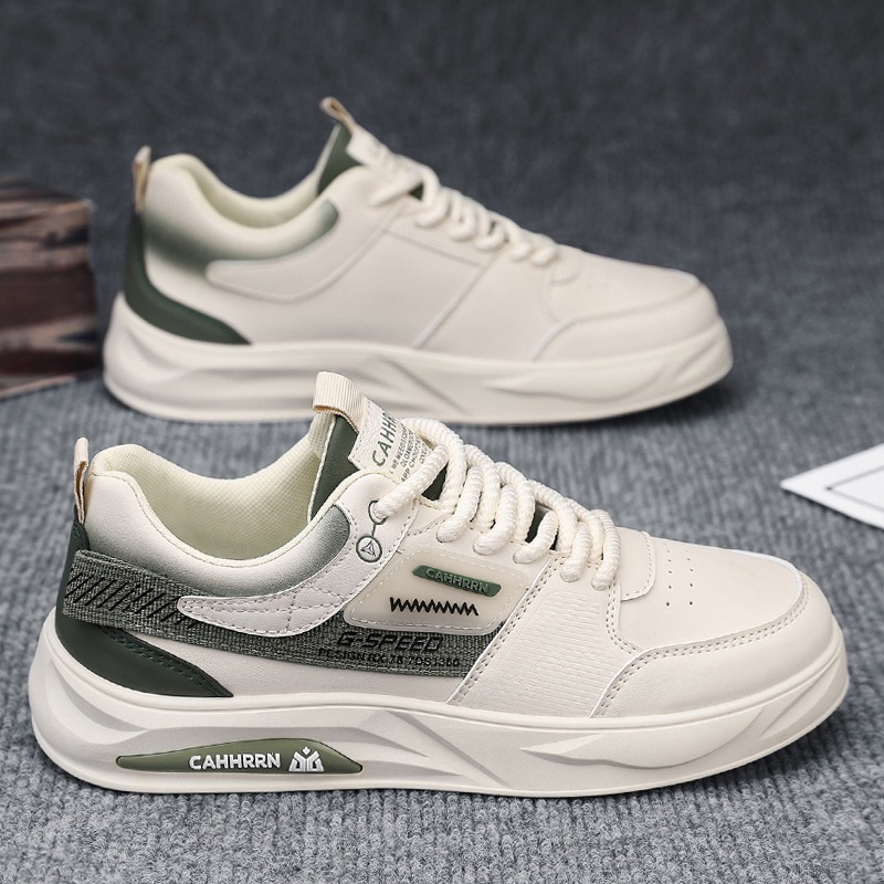 Zapatos de skate para hombres zapatos blancos de cuero casuales para hombres 2025 nuevos zapatos de primavera bajos de fondo plano de moda estudiantes adolescentes