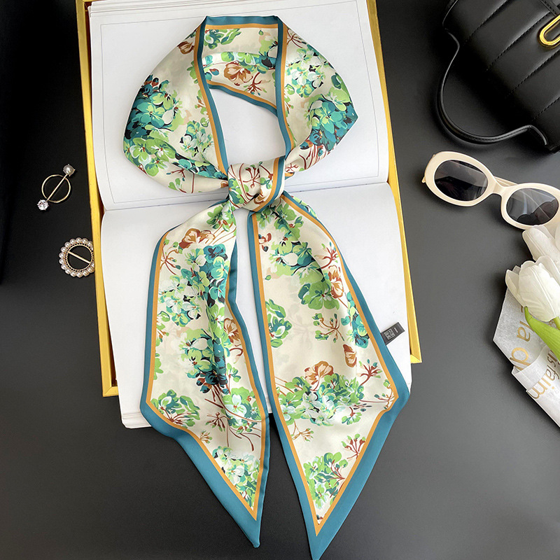 Bufanda larga pequeña para mujer primavera y verano nuevo impreso moda todo partido corbata de pelo bolsa bufanda decorativa cinta banda de pelo