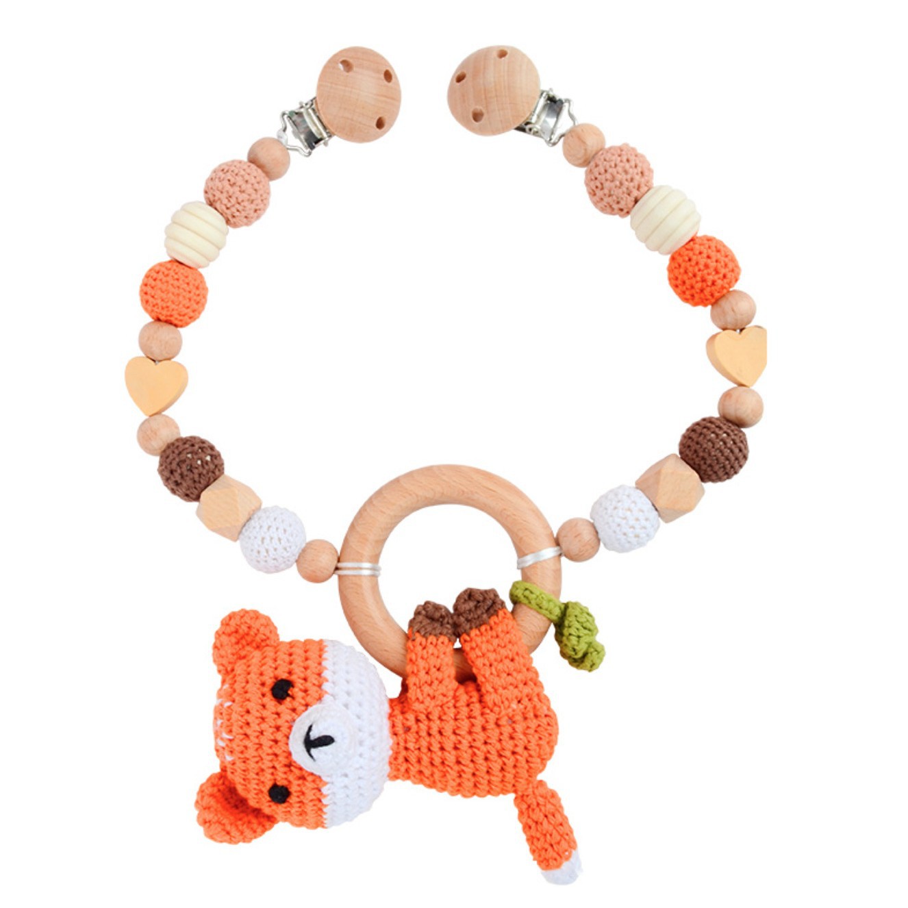 Bebé de punto muñeca animal lana ganchillo anti-caída cadena juguete cochecito puede roer colgante de ganchillo