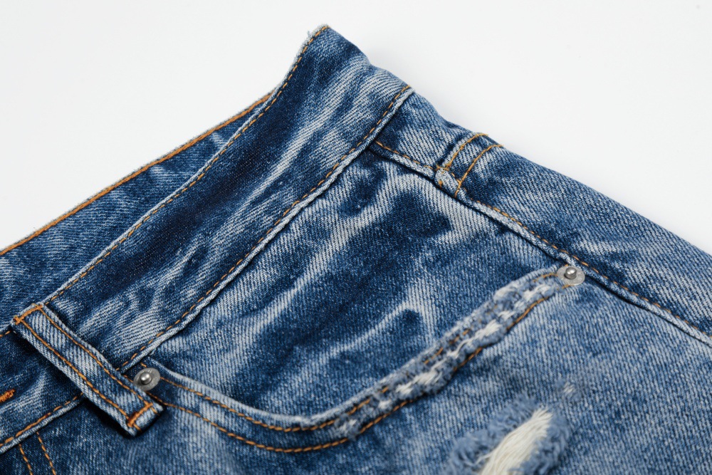 Men's High Street Trendy Ripped Washed Distressed Jeans Loose Fitting Casual Straight Leg Versatile Wide Leg Pants_mkmklike.com