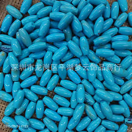 8mm四方骰子亚克力珠 实色蓝松玉底 白色点数未上色DIY珠饰加工