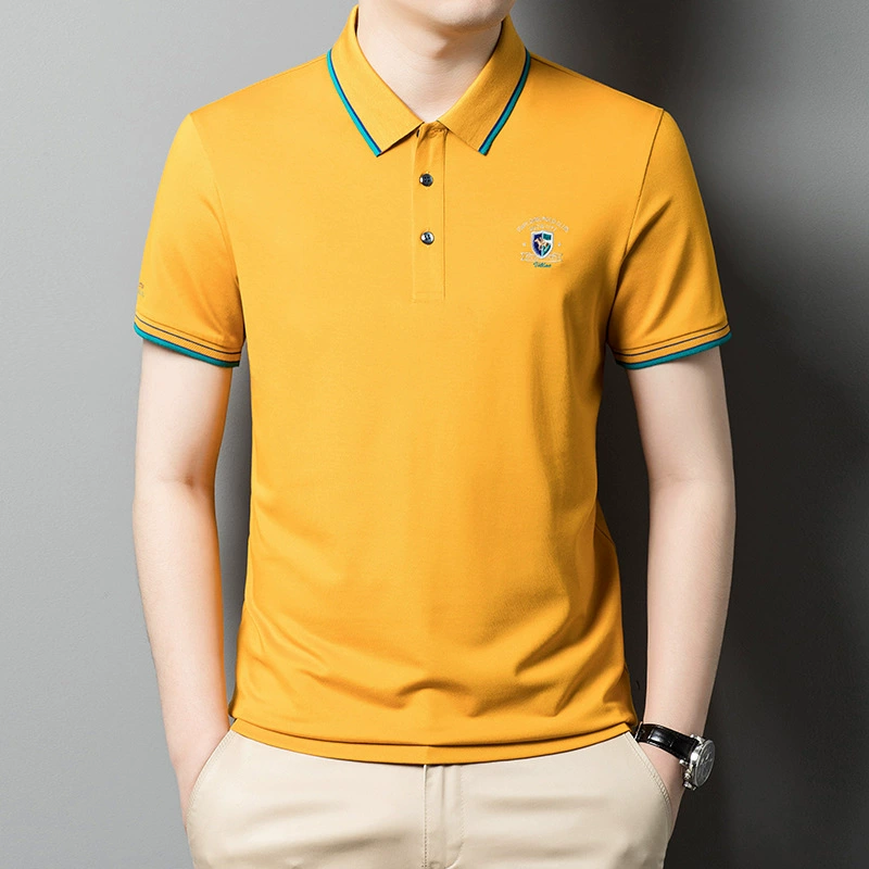 Summer thin short sleeve T-shirt for leisure, polo, for middle-aged man