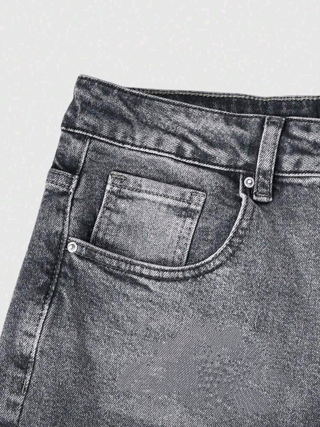 Men's Retro Washed Grey Distressed Splatter Paint Wide Leg Jeans_voghion.com