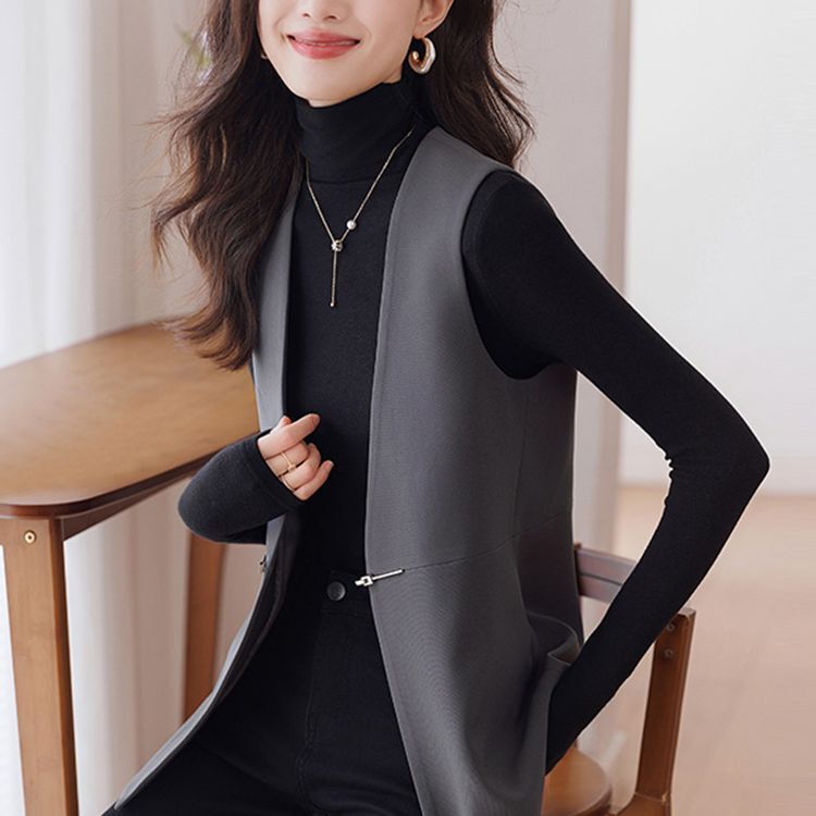 黑色西装马甲女2025春新款叠穿无袖背心外套洋气休闲外搭坎肩|undefined