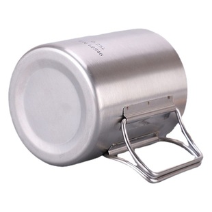 Cross-border 304 Cup stainless steel cup handle folding Cup European and American portable outdoor camping Cup coffee cup
