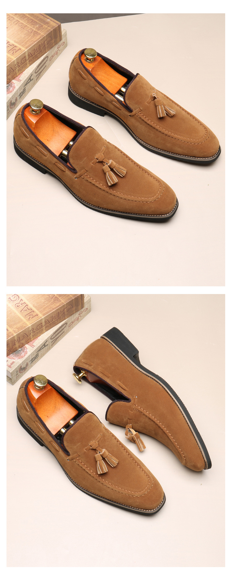Mocassini con nappine da uomo, a punta, con piedini, casual, slip-on_voghion.com