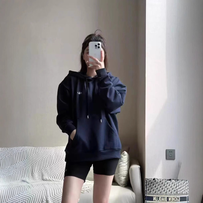 北美alo金智秀Jisoo同款男女连帽衣运动立体标宽松口袋秋休闲卫衣|undefined