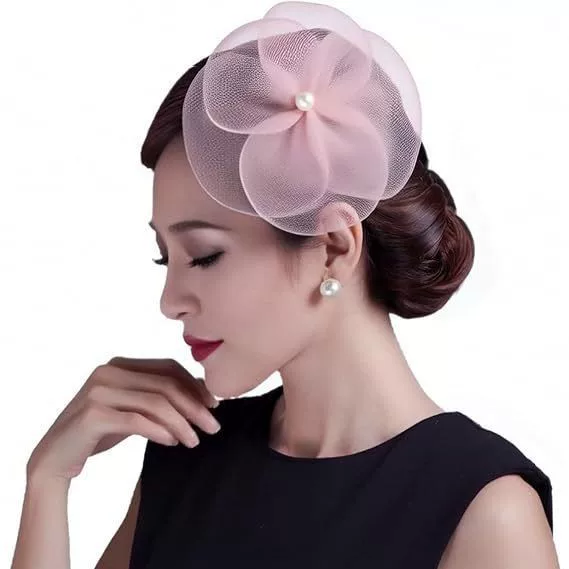 European and American Double-Layered Women's Mesh Fascinator Hat for Brides, Elegant Wedding Hair Accessory, Tea Party, Derby Day Versatile Floral Headpiece
