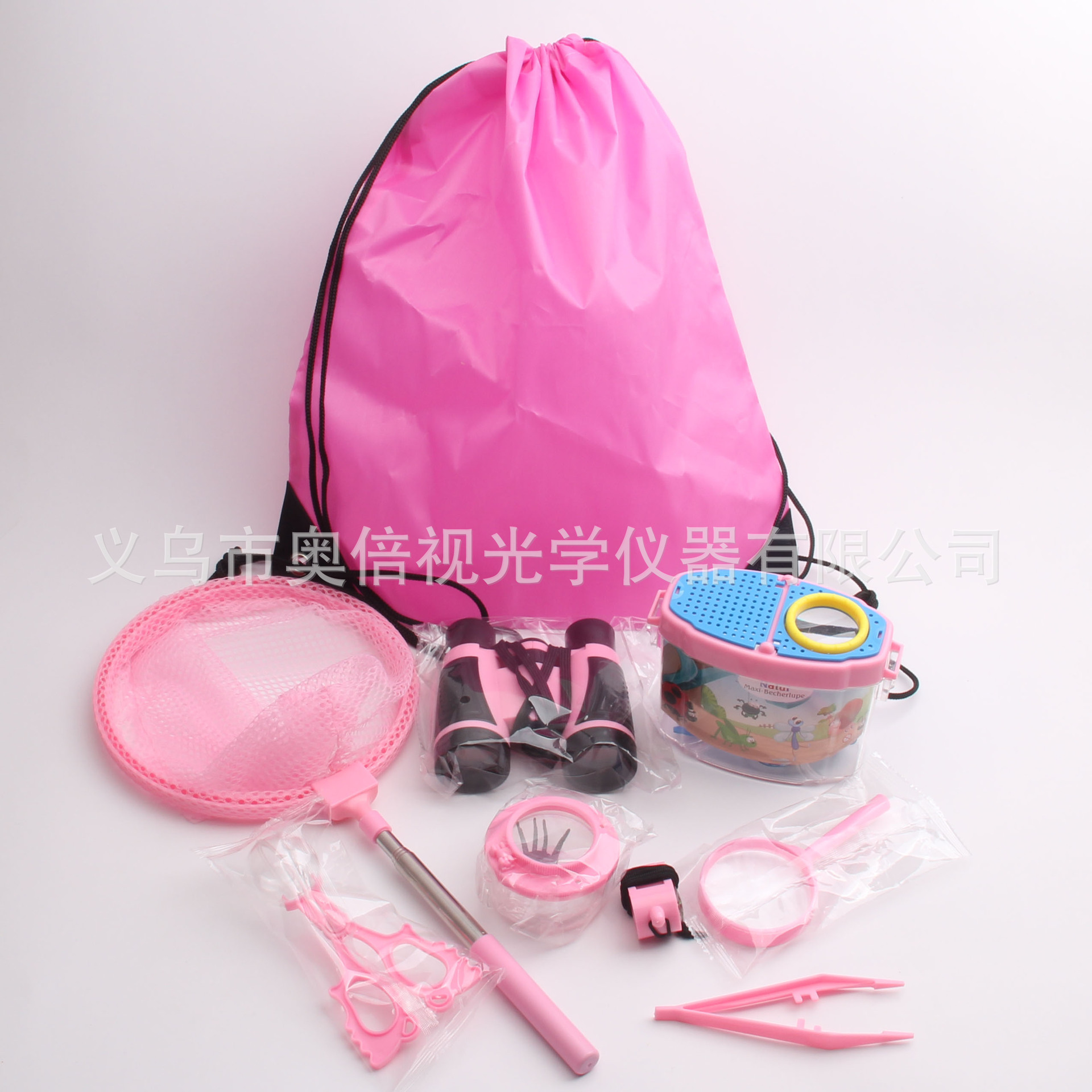 儿童户外探索旅行野营昆虫观察放大镜望远镜指南针口哨用品套装