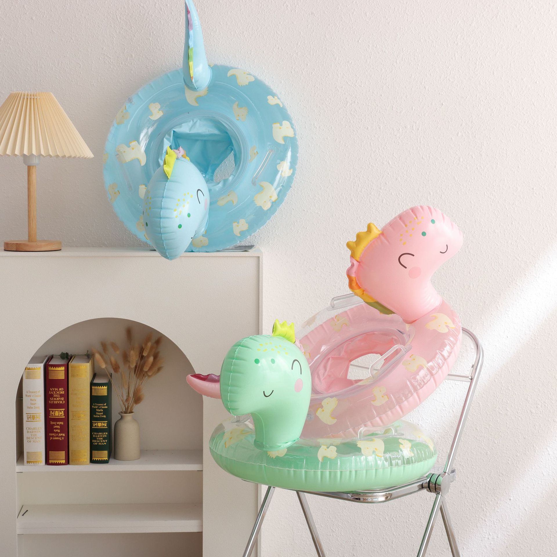 ins Internet celebrity baby seat dinosaur children's swimming ring inflatable child seat ring thickened swimming ring armpit ring