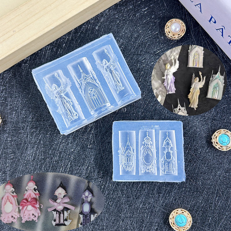爆款美甲模具 欧式城堡教堂天使3d雕花模具DIY雕花胶美甲装饰模|undefined
