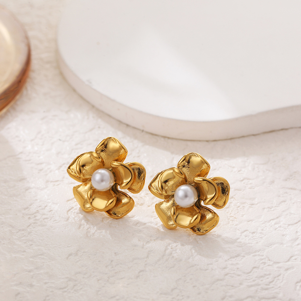 13g Weight Titanium Steel Ear Needle Material Ear Studs Classification 1 Pair Quantity Daily Occasion Titanium Steel Material Flower Pattern All Seasons Season Women's Gender Polished Finish Mixed Metal, Plating Design Elegant Style 1 Pair Elegant Flower Mixed Metal Plating Titanium Steel Ear Studs 6
